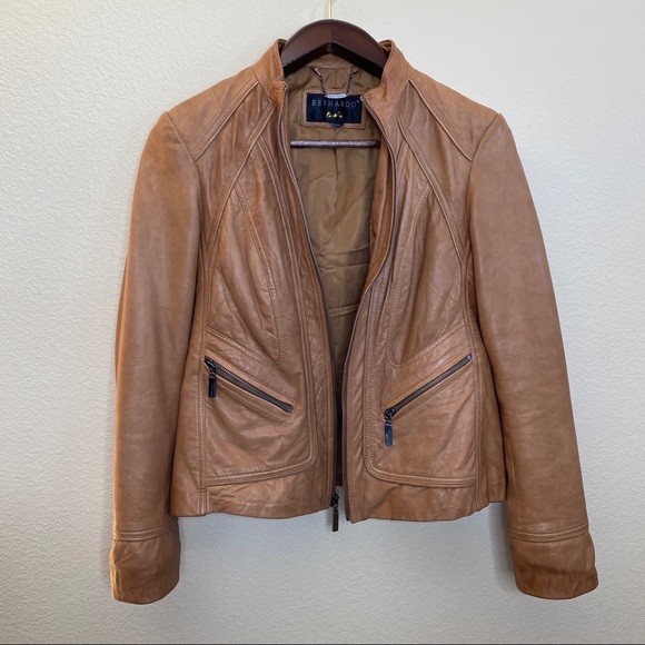 Bernardo 100% Genuine Leather Jacket Brown Size M - Picture 1 of 10